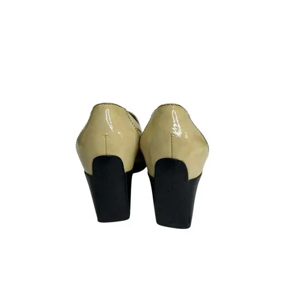 Vintage, Rare Kenneth Cole Butter Yellow Patent Leather Wedge Slip-Ons - Picture 4 of 10